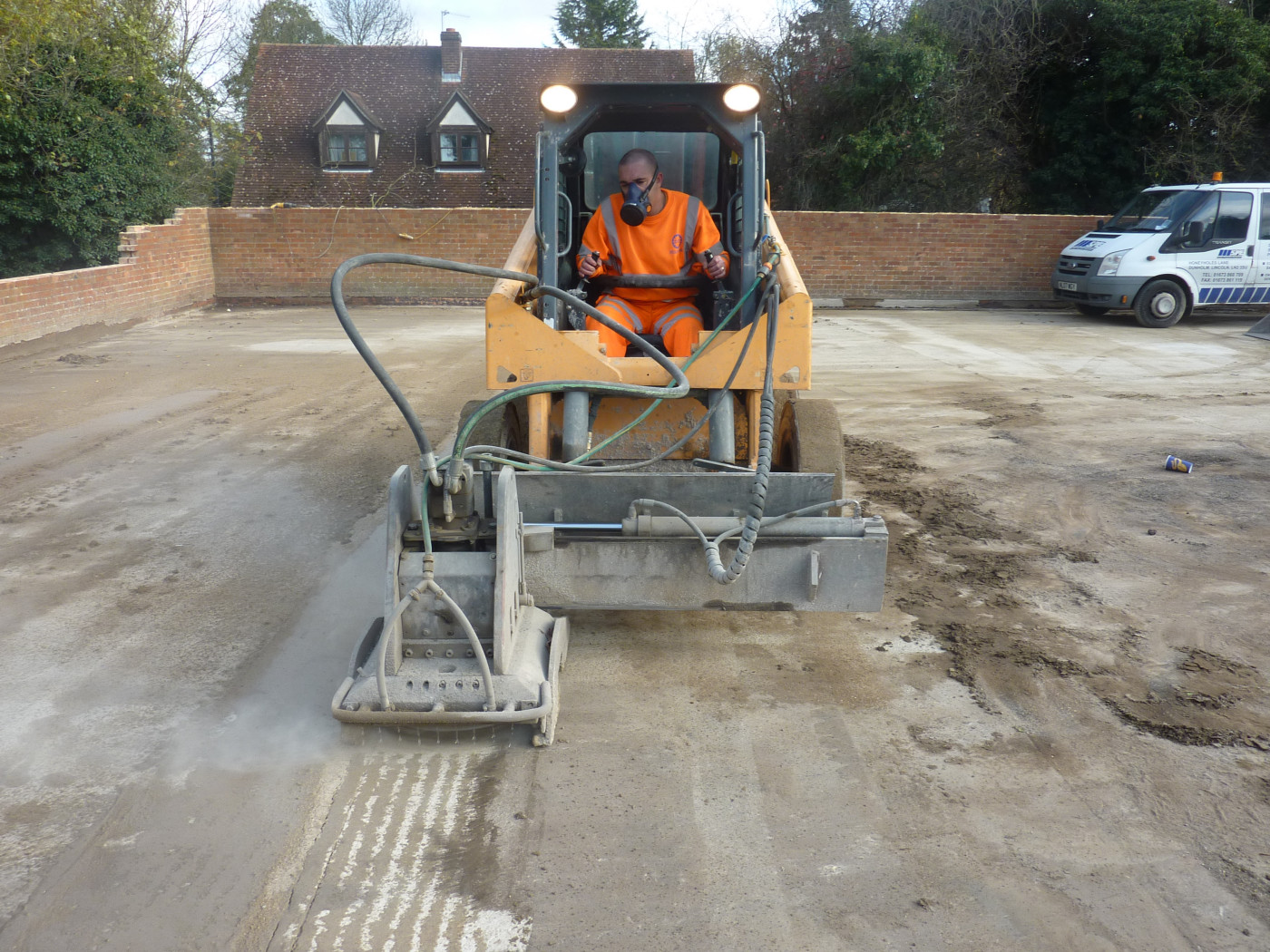 Rotary grinding to remove old profile from car park surface